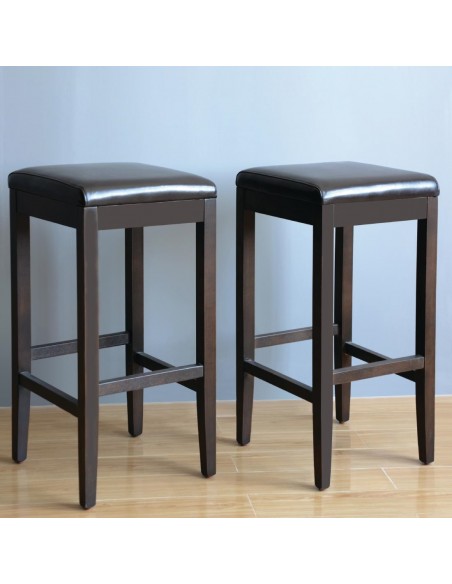 Bolero Faux Leather High Bar Stools Dark Brown (Pack of 2)
