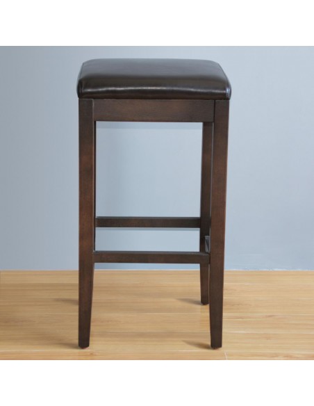 Bolero Faux Leather High Bar Stools Dark Brown (Pack of 2)