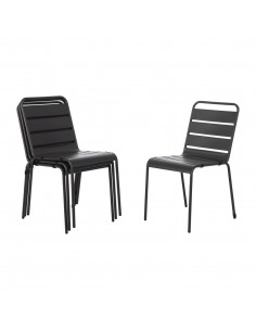 Bolero Grey Slatted Steel Sidechair (Pack of 4)