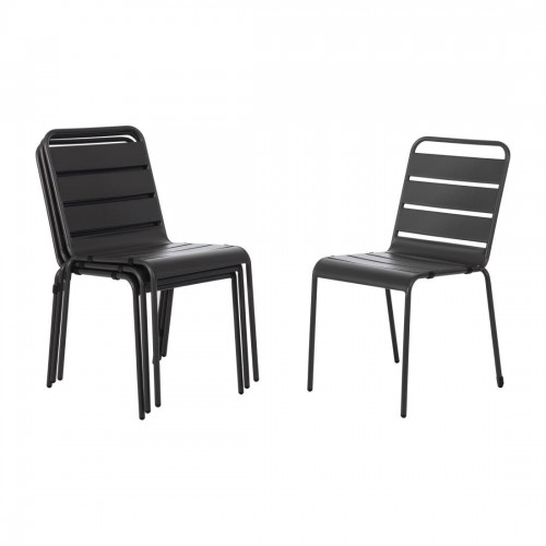 Bolero Grey Slatted Steel Sidechair (Pack of 4)