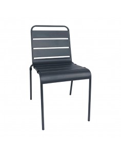 Bolero Grey Slatted Steel Sidechair (Pack of 4) 2