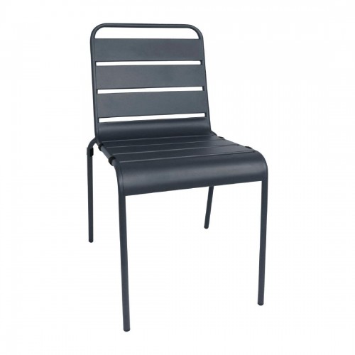 Bolero Grey Slatted Steel Sidechair (Pack of 4)