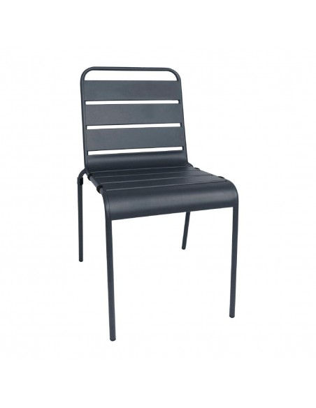 Bolero Grey Slatted Steel Sidechair (Pack of 4)
