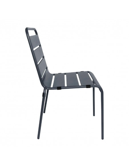 Bolero Grey Slatted Steel Sidechair (Pack of 4)