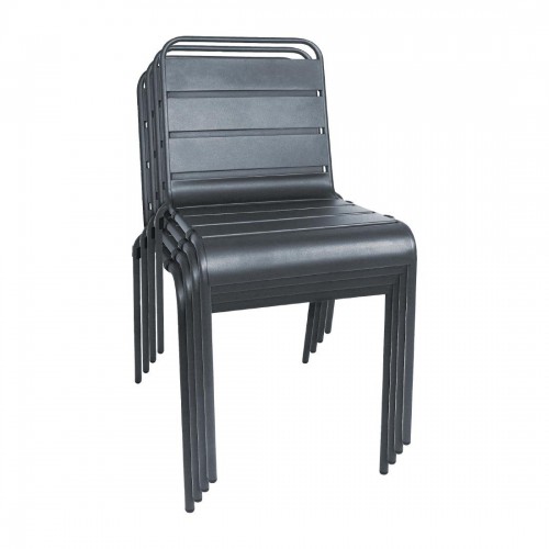 Bolero Grey Slatted Steel Sidechair (Pack of 4)