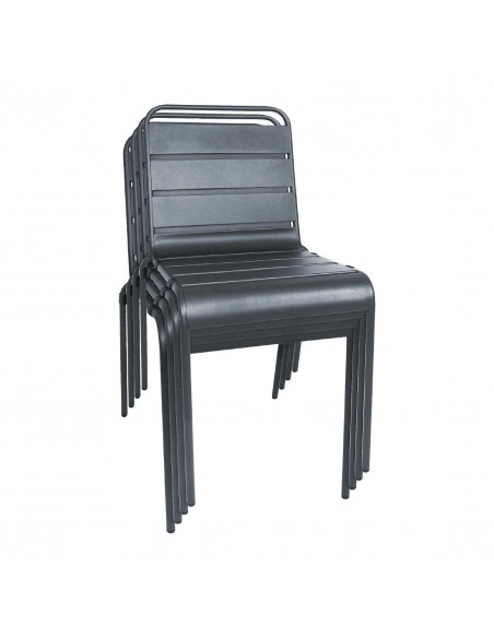 Bolero Grey Slatted Steel Sidechair (Pack of 4)