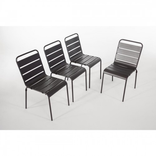 Bolero Grey Slatted Steel Sidechair (Pack of 4)
