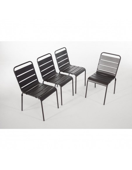Bolero Grey Slatted Steel Sidechair (Pack of 4)