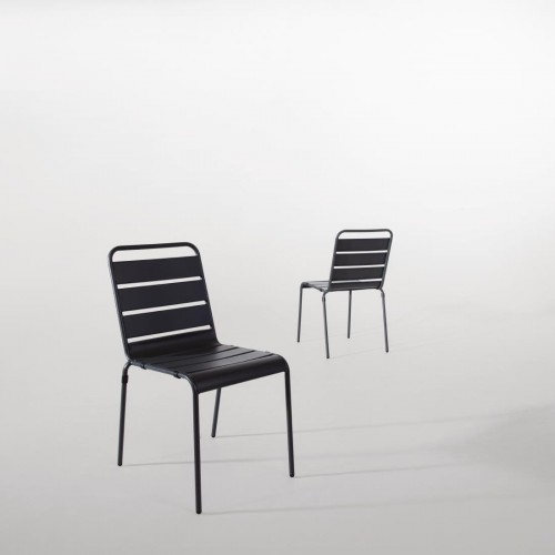 Bolero Grey Slatted Steel Sidechair (Pack of 4)