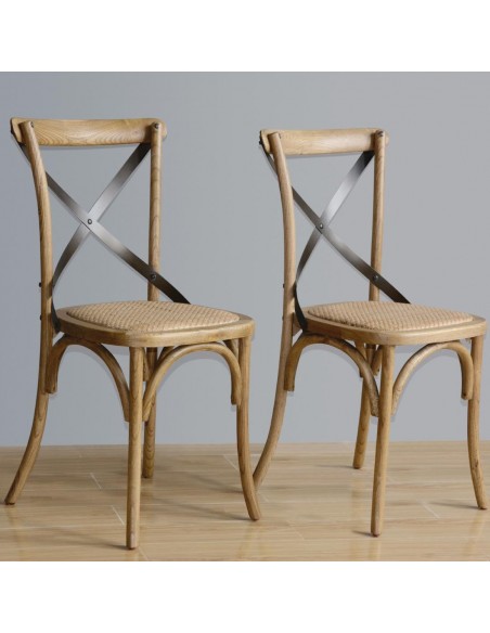Bolero Wooden Dining Chairs with Backrest (Pack of 2)
