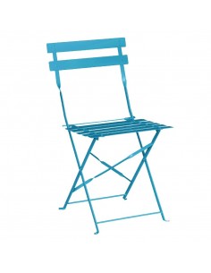 Bolero Pavement Style Steel Chairs Seaside Blue (Pack of 2)