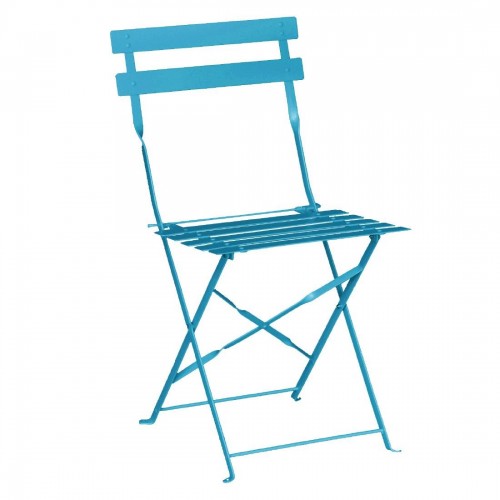 Bolero Pavement Style Steel Chairs Seaside Blue (Pack of 2)