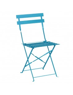 Bolero Pavement Style Steel Chairs Seaside Blue (Pack of 2) 2