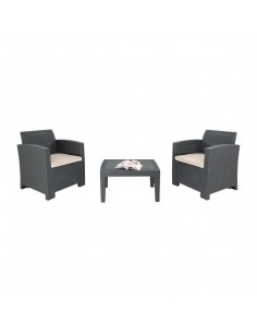 Bolero PP Grey Armchair and Table Wicker Set