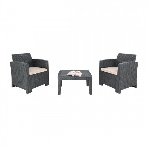 Bolero PP Grey Armchair and Table Wicker Set