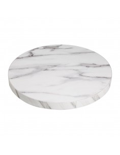 Bolero Pre-drilled Round Table Top Marble Effect 600mm