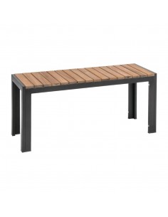 Bolero Square Steel and Acacia Benches 1000mm Pack of 2