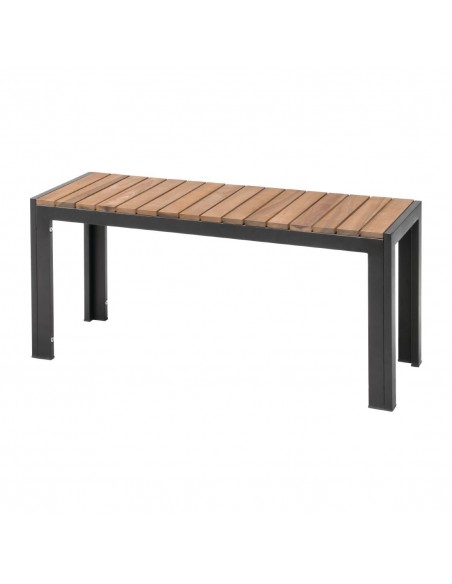 Bolero Square Steel and Acacia Benches 1000mm Pack of 2
