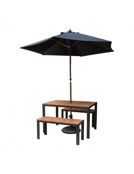 Bolero Square Steel and Acacia Benches 1000mm Pack of 2