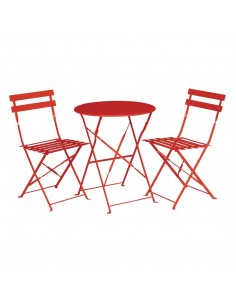 Bolero Red Pavement Style Steel Chairs (Pack of 2) 2