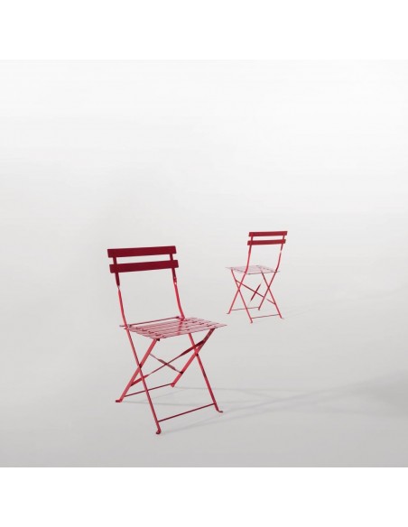 Bolero Red Pavement Style Steel Chairs (Pack of 2) Bolero Red Pavement Style Steel Chairs (Pack of 2)