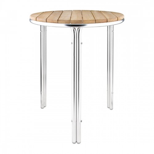 Bolero Round Ash and Aluminium Table 600mm