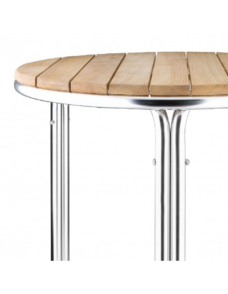 Bolero Round Ash and Aluminium Table 600mm