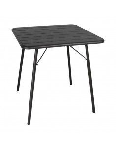 Bolero Slatted Square Steel Table Black 700mm