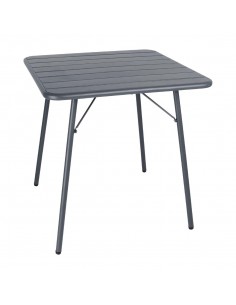 Bolero Slatted Square Steel Table Grey 700mm