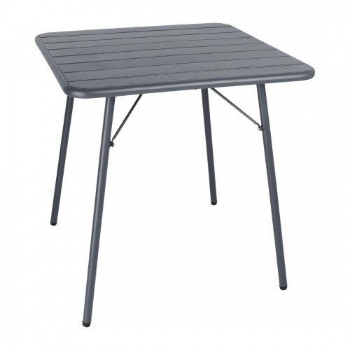 Bolero Slatted Square Steel Table Grey 700mm
