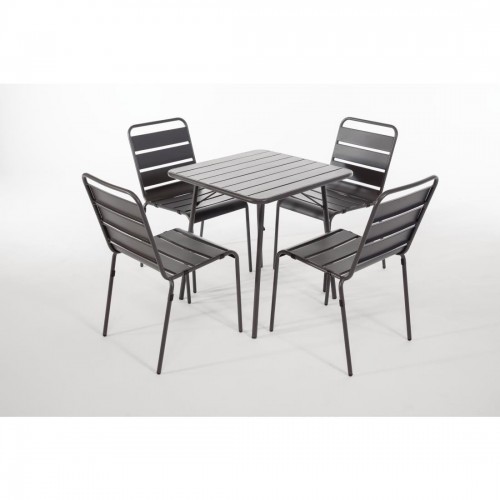 Bolero Slatted Square Steel Table Grey 700mm