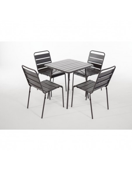 Bolero Slatted Square Steel Table Grey 700mm
