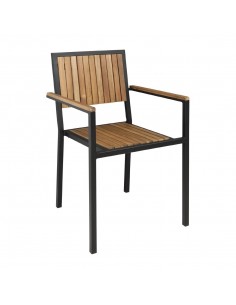 Bolero Steel &amp Acacia Wood Arm Chair Pack of 4