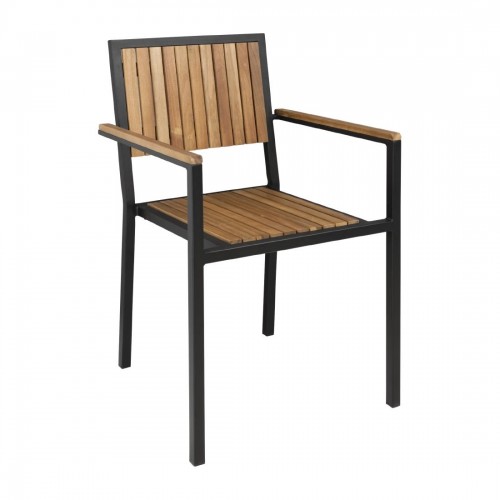 Bolero Steel &amp Acacia Wood Arm Chair Pack of 4