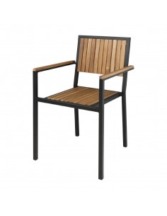 Bolero Steel & Acacia Wood Arm Chair Pack of 4 2