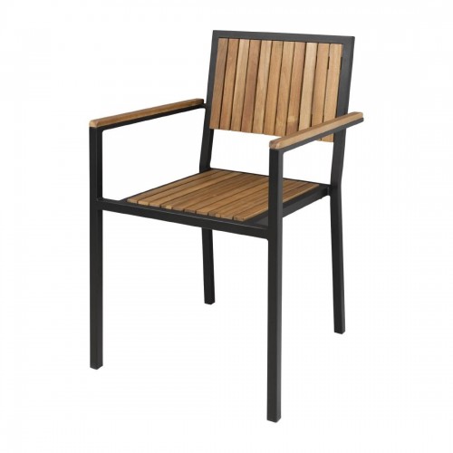 Bolero Steel &amp Acacia Wood Arm Chair Pack of 4