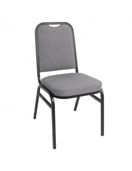 Bolero Steel Banqueting Chair Square Back with Grey Plain Cloth Pack 4
