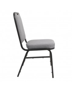 Bolero Steel Banqueting Chair Square Back with Grey Plain Cloth Pack 4 2