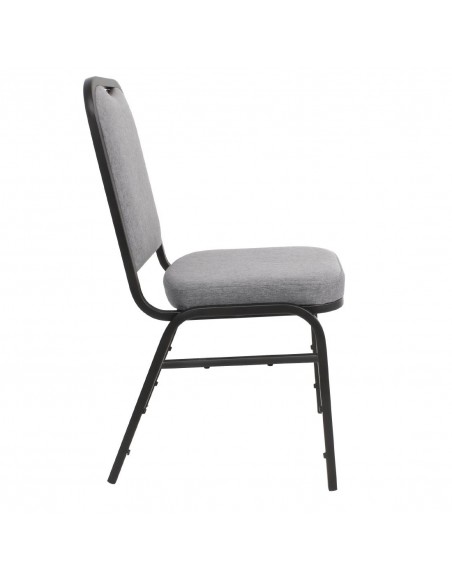 Bolero Steel Banqueting Chair Square Back with Grey Plain Cloth Pack 4