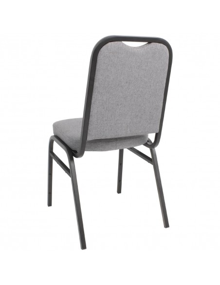 Bolero Steel Banqueting Chair Square Back with Grey Plain Cloth Pack 4