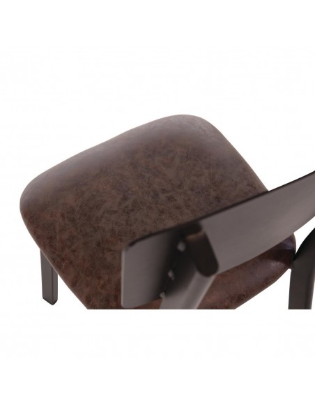 Bolero Metal & PU Side Chair Vintage Mocha 470mm Pack of 4 