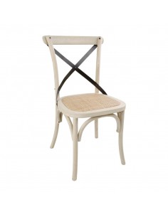Bolero Wooden Dining Chair with Metal Cross Backrest