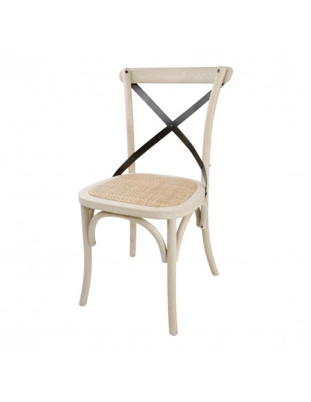 Bolero Wooden Dining Chair with Metal Cross Backrest