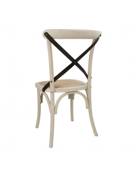 Bolero Wooden Dining Chair with Metal Cross Backrest