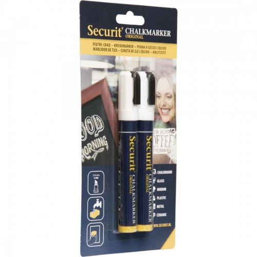Securit Chalk Markers Twin Pack White