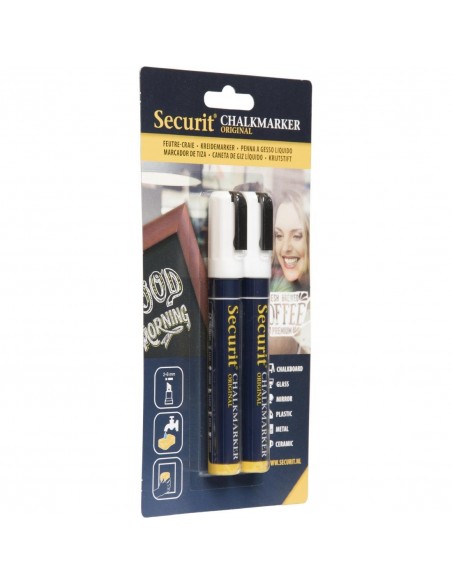 Securit Chalk Markers Twin Pack White