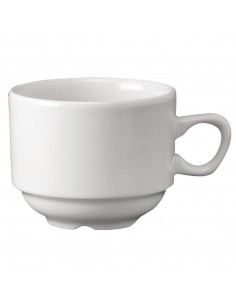 Churchill Plain Whiteware Stacking Nova Tea Cups 212ml