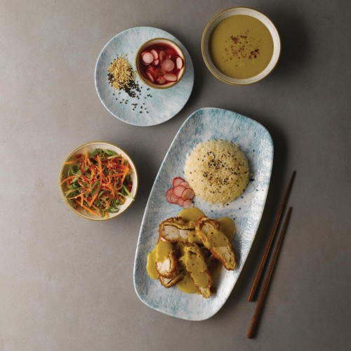 Churchill Stone Oblong Chef Plates Aquamarine 153 x 298mm