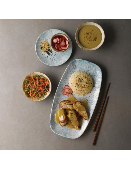 Churchill Stone Oblong Chef Plates Aquamarine 189 x 355mm