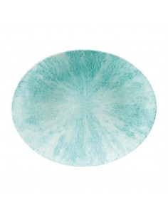 Churchill Stone Oval Coupe Plates Aquamarine 317 x 255mm